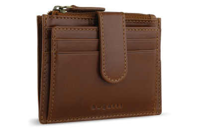Портмоне для кредитных карт BUGATTI РЕМО | REMO, с защитой данных RFID, коричневое, натуральная воловья кожа, 10,5х1,5х8,2 см