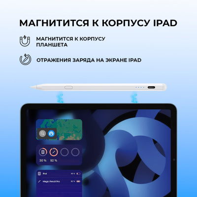 Стилус активный Magic Pencil Pro для iPad, белый, Deppa