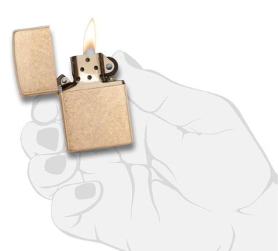 Зажигалка ZIPPO Armor™ с покрытием Искусственно состаренная латунь | Tumbled Brass, латунь/сталь, золотистая, матовая, 38x13x57 мм