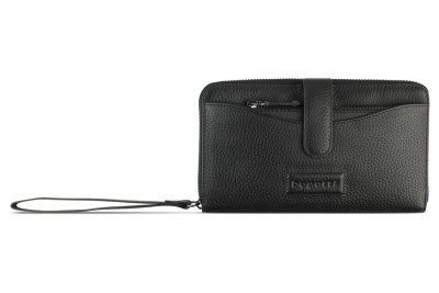 Кошелёк женский BUGATTI ЭЛЬЗА | ELSA с ключницей, с RFID, чёрный, воловья кожа/полиэстер, 18,7х3х10,7 см