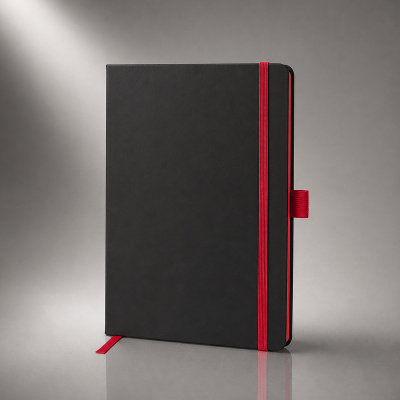 Блокнот ColorNote Black, твердая обложка A5, 80 листов, черный с красным (Р)