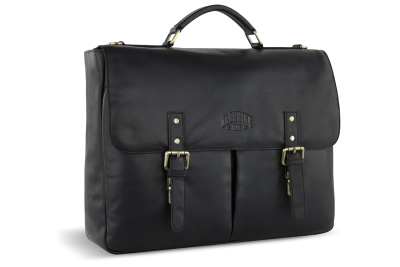 Портфель KLONDIKE RUSH «Louis», натуральная кожа в черном цвете, 40 х 30 х 10 см