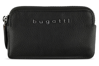 Ключница BUGATTI БЕЛЛА | BELLA, чёрная, воловья кожа/полиэстер, 12х1,5х7 см