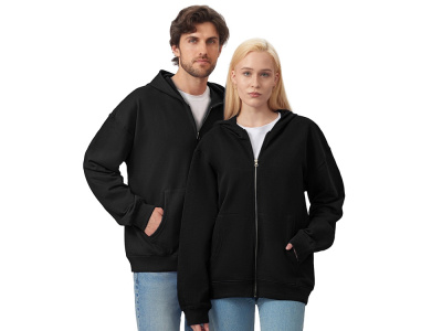 Толстовка оверсайз с капюшоном на молнии Monaco, черный , размер XL-2XL