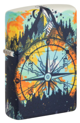 Зажигалка ZIPPO Compass с покрытием Glow In The Dark Green, латунь/сталь, разноцветная, 38x13x57 мм