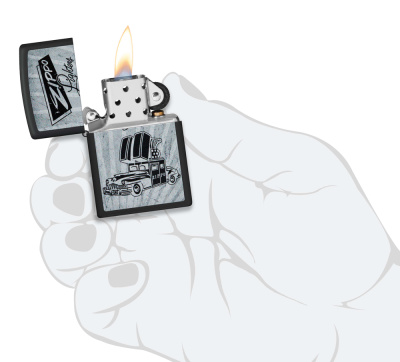 Зажигалка ZIPPO Car Design с покрытием Black Matte, латунь/сталь, черная, 38x13x57 мм