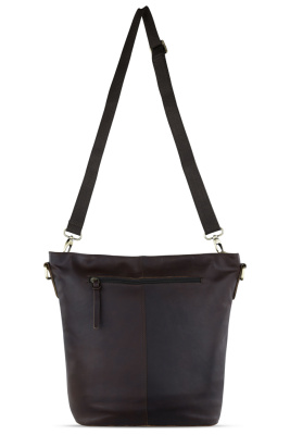 Сумка через плечо KLONDIKE RUSH «Samantha», натуральная кожа в темно-коричневом цвете, 40х32,5х15,5