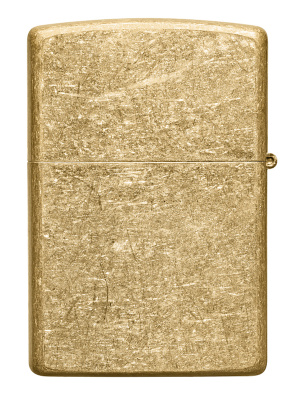 Зажигалка ZIPPO классическая с покрытием Искусственно состаренная латунь | Classic Tumbled Brass, латунь/сталь, золотистая, матовая, 38x13x57 мм