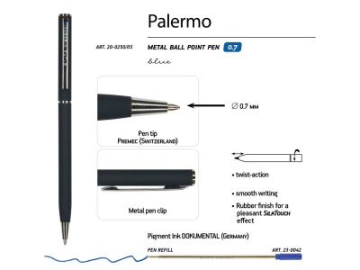 Ручка шариковая автоматическая BrunoVisconti® PALERMO цвет корпуса сине-черный, soft-touch, 0.7 мм