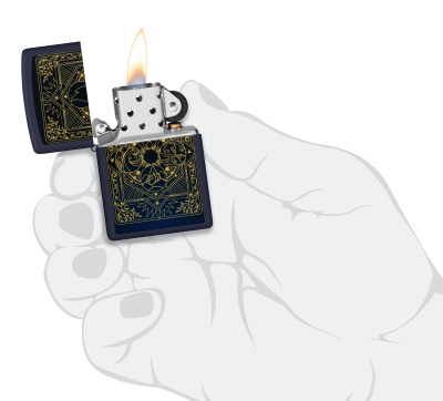 Зажигалка ZIPPO Elements Design с покрытием Navy Matte, латунь/сталь, синяя, матовая, 38x13x57 мм