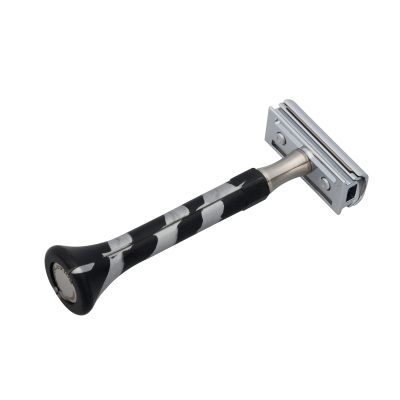 Станок Т-образный для бритья ERBE с двумя лезвиями, нержавеющая сталь, хромированное покрытие, силикон, серебристый/черный цвет, в картонной коробке