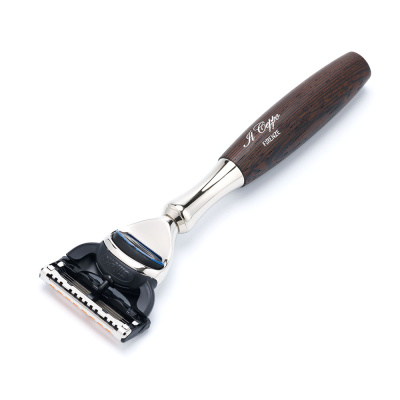 Бритвенный набор IL Ceppo:станок, помазок, подставка, венге/никелированная латунь, FUSION, натуральный ворс барсука BEST BADGER, размер узла M (22 мм)