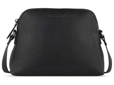 Сумка наплечная женская BUGATTI БЕЛЛА | BELLA, чёрная, воловья кожа/полиэстер, 23х8х17 см