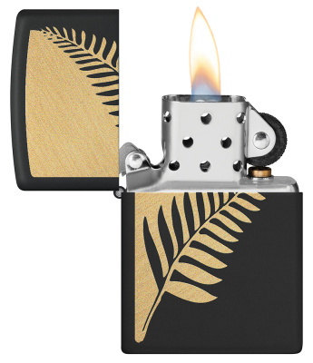 Зажигалка ZIPPO Zen Flora Design с покрытием Black Matte, латунь/сталь, черная, матовая, 38x13x57 мм