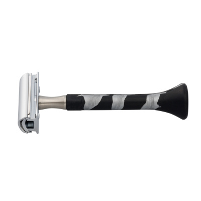 Станок Т-образный для бритья ERBE с двумя лезвиями, нержавеющая сталь, хромированное покрытие, силикон, серебристый/черный цвет, в картонной коробке