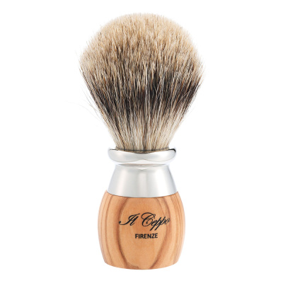 Бритвенный набор IL Ceppo: станок, помазок, подставка, оливковое дерево/никелированная латунь, FUSION, натуральный ворс барсука BEST BADGER