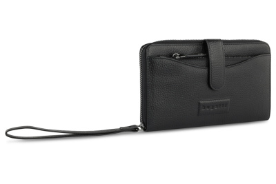 Кошелёк женский BUGATTI ЭЛЬЗА | ELSA с ключницей, с RFID, чёрный, воловья кожа/полиэстер, 18,7х3х10,7 см