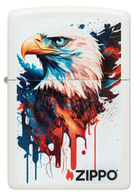 Зажигалка ZIPPO Painted Eagle Design с покрытием White Matte, латунь/сталь, белая, матовая, 38x13x57 мм