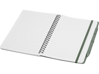 Блокнот Thalaasa формата А5 в твердой обложке из океанического пластика с шариковой ручкой - Зеленый яркий