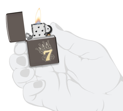 Зажигалка ZIPPO Lucky 7 Design с покрытием Black Ice®, латунь/сталь, черная, 38x13x57 мм
