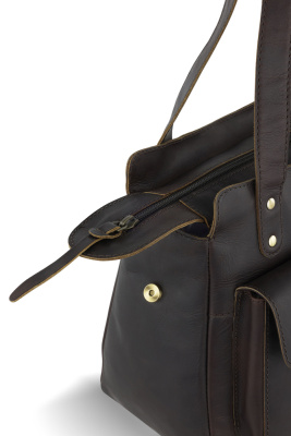 Сумка через плечо KLONDIKE RUSH «Zoe», натуральная кожа в темно-коричневом цвете, 28 х 24 х 18 см