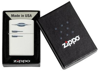 Зажигалка ZIPPO Retro Fridge Design с покрытием White Matte, латунь/сталь, серебристая, 38x13x57 мм