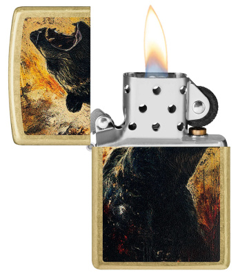Зажигалка ZIPPO Grizzly Roar Design с покрытием Street Brass, латунь/сталь, золотистая, 38x13x57 мм