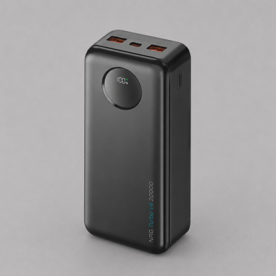 Внешний АКБ NRG Turbo V4 20000 мА-ч, дисплей, черный, Deppa , размер 20000 mAh