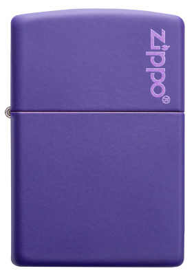 Зажигалка ZIPPO Логотип с фиолетовым матовым покрытием | Logo Purple Matte, латунь/сталь, фиолетовая, матовая, 38x13x57 мм