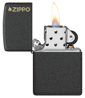 Зажигалка ZIPPO Logo с покрытием Black Crackle™, латунь/сталь, чёрная, матовая, 38x13x57 мм