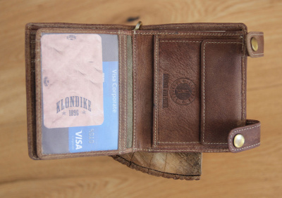 Бумажник KLONDIKE «Tim Bear», натуральная кожа в светло-коричневом цвете, 11,5 х 12,5 х 3 см