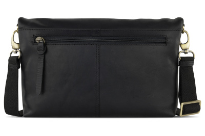 Сумка женская KLONDIKE RUSH «Jessica», натуральная кожа в черном цвете, 30 х 20/33 х 4,5 см