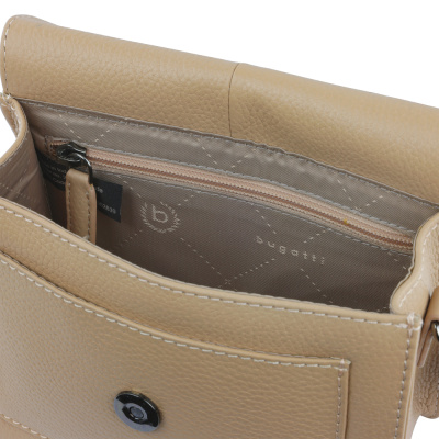 Сумка через плечо женская BUGATTI ЭЛЬЗА | ELSA, песочного цвета, воловья кожа/полиэстер, 18,5х8,5х14,5 см