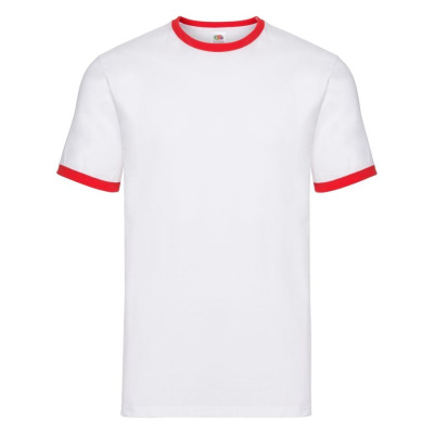 Футболка "Ringer T", белый с красным_M, 100% х/б, 160 г/м2