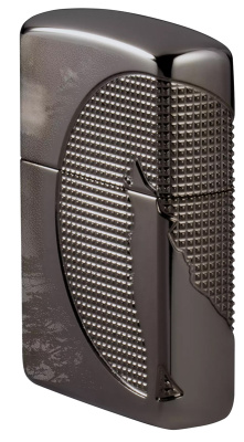 Зажигалка ZIPPO Armor™ Wolf с покрытием High Polish Black Ice®, латунь/сталь, чёрная, 38x13x57 мм