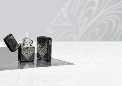 Зажигалка ZIPPO Armor® с покрытием Black Matte, латунь/сталь, чёрная, матовая, 38x13x57 мм