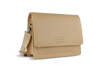 Сумка через плечо женская BUGATTI ЭЛЬЗА | ELSA, песочного цвета, воловья кожа/полиэстер, 25х8,5х20 см
