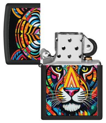Зажигалка ZIPPO Tiger Stripes Design с покрытием Black Matte, латунь/сталь, черная, 38x13x57 мм