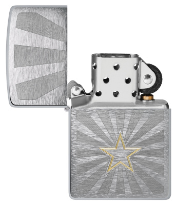 Зажигалка ZIPPO Звезда с покрытием матовый хром | Star Design Brushed Chrome, латунь/сталь, серебристая, 36x13x57 мм