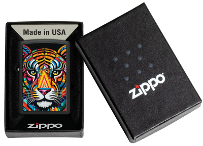 Зажигалка ZIPPO Tiger Stripes Design с покрытием Black Matte, латунь/сталь, черная, 38x13x57 мм