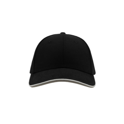 Бейсболка "PIPING SANDWICH", 6 клиньев, металлическая застежка, черный; 100% хлопок, 320 г/м2