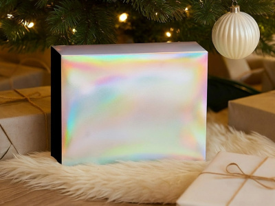 Подарочная коробка с голографическим шубером без печати Aurora, XL, 300х235х105 мм. , размер XL