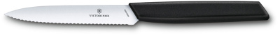 Нож для овощей и фруктов VICTORINOX Swiss Modern, лезвие 10 см с волнистой кромкой, чёрный