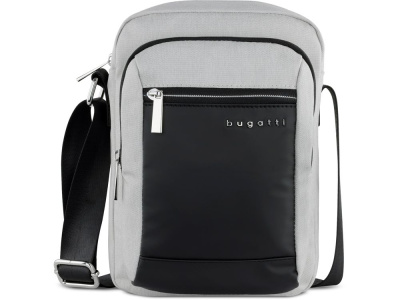 Сумка наплечная мужская BUGATTI СЕРА | SERA, светло-серая, полиэстер, 21х6х26,5 см, 2,5 л