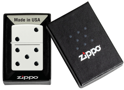 Зажигалка ZIPPO Domino Design с покрытием White Matte, латунь/сталь, белая, матовая, 38x13x57 мм