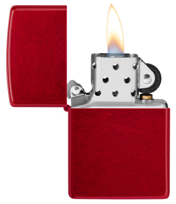 Зажигалка ZIPPO классическая с покрытием Красное карамелизированное яблоко | Candy Apple Red™, латунь/сталь, красная, глянцевая, 38x13x57 мм