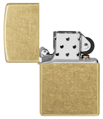 Зажигалка ZIPPO классическая с покрытием поцарапанная латунь | Classic Street Brass, латунь/сталь, золотистая, 38x13x57 мм