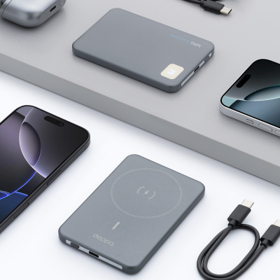 Внешний АКБ NRG MageSafe Alum 5000 мА-ч, 15Вт QI, серый, Deppa , размер 5000 mAh