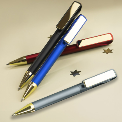 Ручка шариковая GLOSSY GOLD, серебристый/золотой, пластик, металл