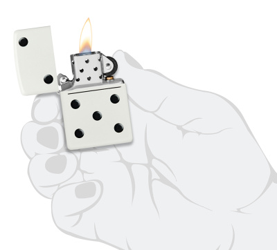 Зажигалка ZIPPO Domino Design с покрытием White Matte, латунь/сталь, белая, матовая, 38x13x57 мм